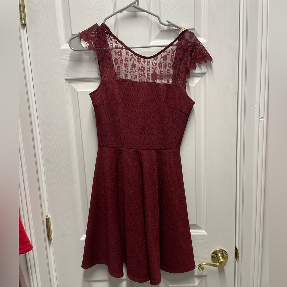 Mi Ami Burgundy Skater Dress